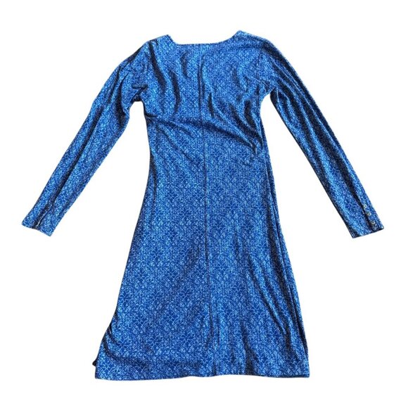 Kuhl Long Sleeve Stretch Dress Blue Boho Print Ruched Comfy Size Small Women's - Picture 7 of 12